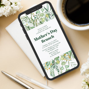Mother's Day Brunch Elegant Botanical Watercolor Invitation