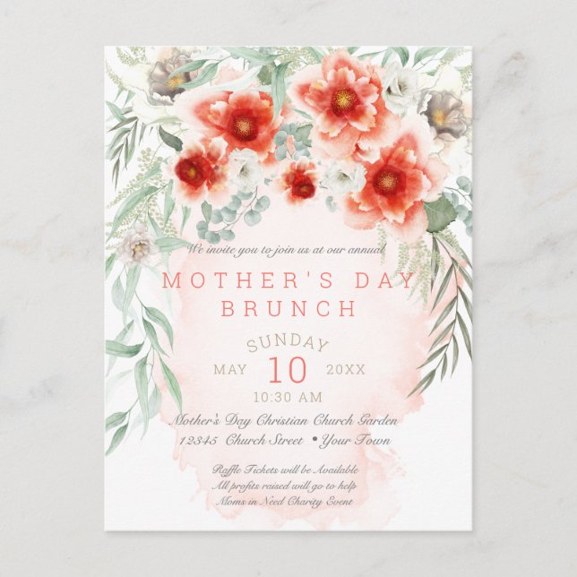 Mother's Day Brunch Event for Church Group Postcard (Front)