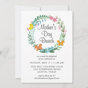 Mother's Day Brunch Floral Garland Wreath Invitation