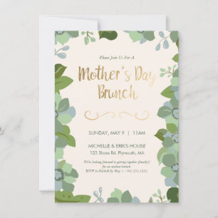 Mother's Day Brunch - Floral, Greenery Invitation