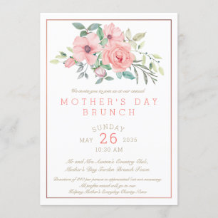 Mother's Day Brunch Floral Watercolor Invitation