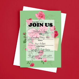 Mother's Day Brunch Handwritten Invitation