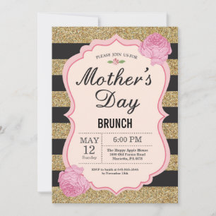 Mothers Day Brunch Invitation Pink Floral Flower