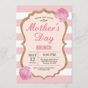 Mothers Day Brunch Invitation Pink Floral Flower
