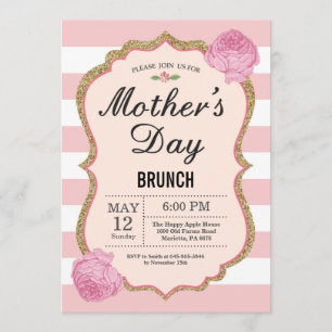 Mothers Day Brunch Invitation Pink Floral Flower