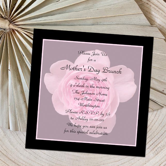 Mother's Day Brunch Invitation Pink Rose (Creator Uploaded)