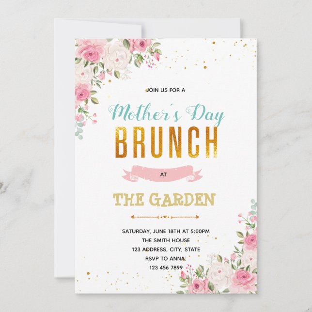 Mother's Day brunch party invitation (Front)