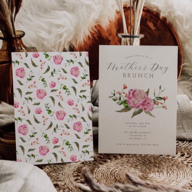 Mother's Day Brunch | Pink Flowers Invitation (Creator Uploaded)
