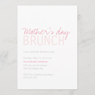 Mothers Day Brunch Pink White Fully Customisable Invitation