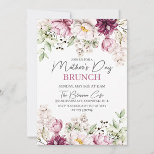 Mother's Day Brunch Purple Floral Watercolor Invitation