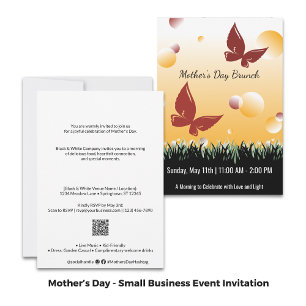 Mother's Day Brunch Red Butterflies Business Event Invitation