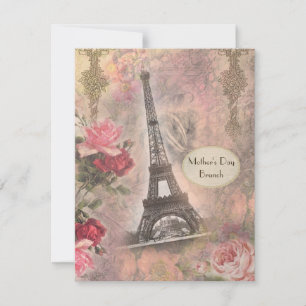 Mother's Day Brunch Shabby Chic Eiffel Tower Invitation