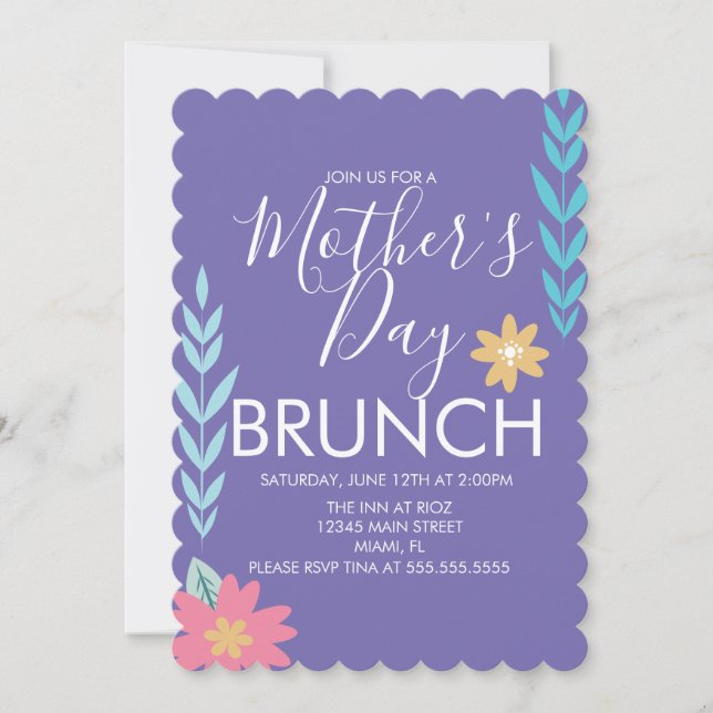 Mother's Day Brunch Spring Greenery  Invitation (Front)