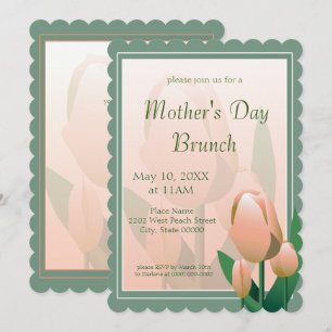 Mothers Day Brunch Spring Pink Tulips Party Invitation