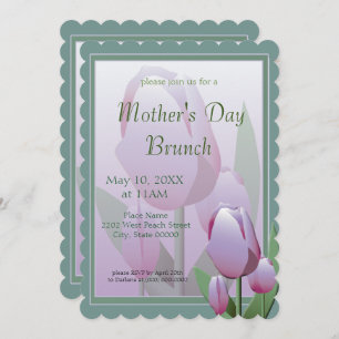 Mothers Day Brunch Spring Violet Tulips Party Invitation