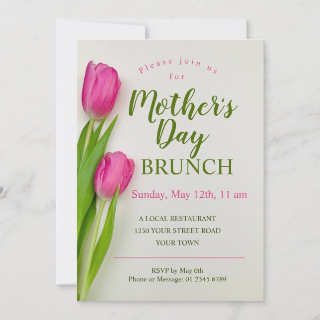 Mother's Day Brunch Tulip Floral Invitation (Front)