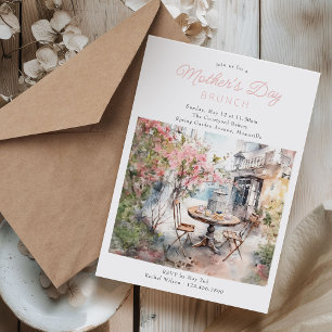 Mother's Day Brunch Watercolor Plaza in Bloom Invitation