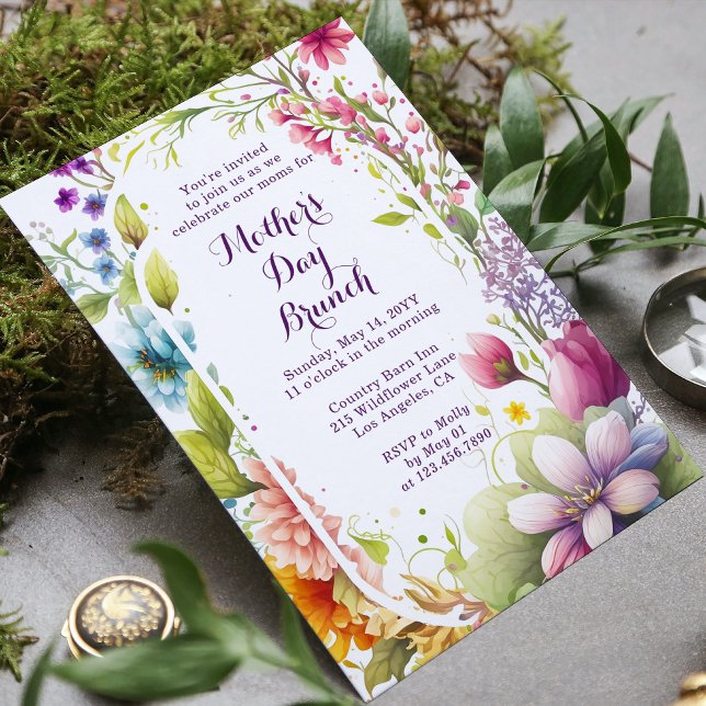 Mother's Day Brunch Watercolor Wildflower Floral Invitation (Creator Uploaded)