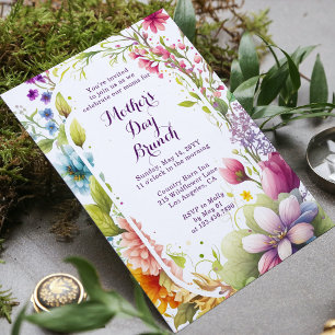 Mother's Day Brunch Watercolor Wildflower Floral Invitation