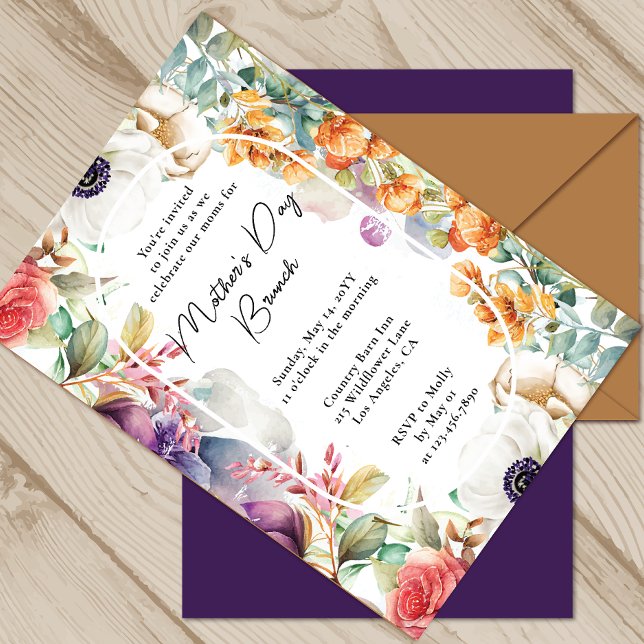 Mother's Day Brunch Watercolor Wildflowers Floral  Invitation (Creator Uploaded)