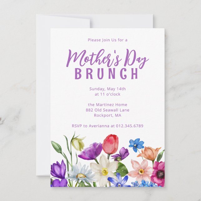 Mother's Day Brunch Wildflower Invitation (Front)