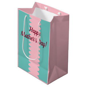 Mother's Day, bubblegum pink, teal, pretty Medium Gift Bag