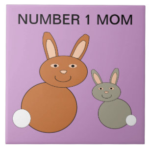 Mothers Day Bunnies Custom Number 1 Mum Tile