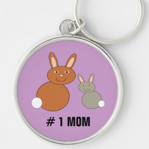 Mothers Day Bunnies Number 1 Mum Custom Keychain
