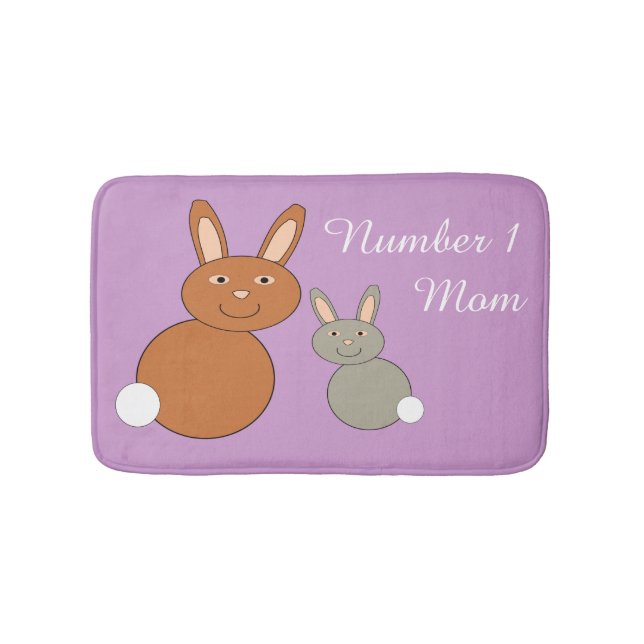 Mothers Day Bunnies Personalised Bath Mat (Front)