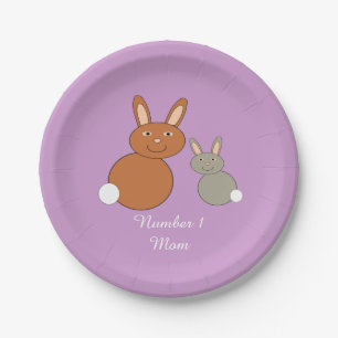 Mothers Day Bunnies Personalised Paper Plates