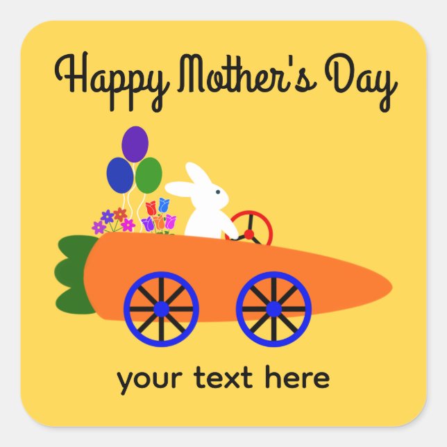 Mother's Day Bunny Carrot Car #2 Stickers (Front)