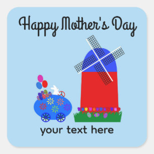 Mother's Day Bunny Riding Egg Car #4 Stickers