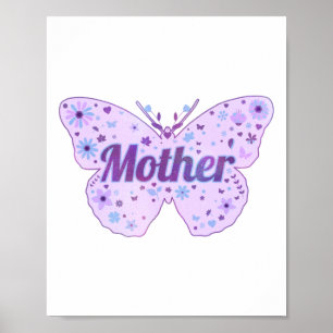 Mother's Day Butterfly Flowers Sticker Poster