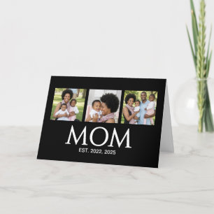 Mothers Day Caps Black 3 Photo Mum Established  Holiday Card