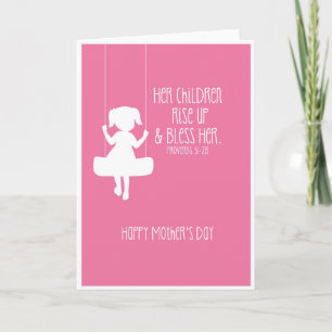 Mother's Day Card Bible Verse Girl Silhouette