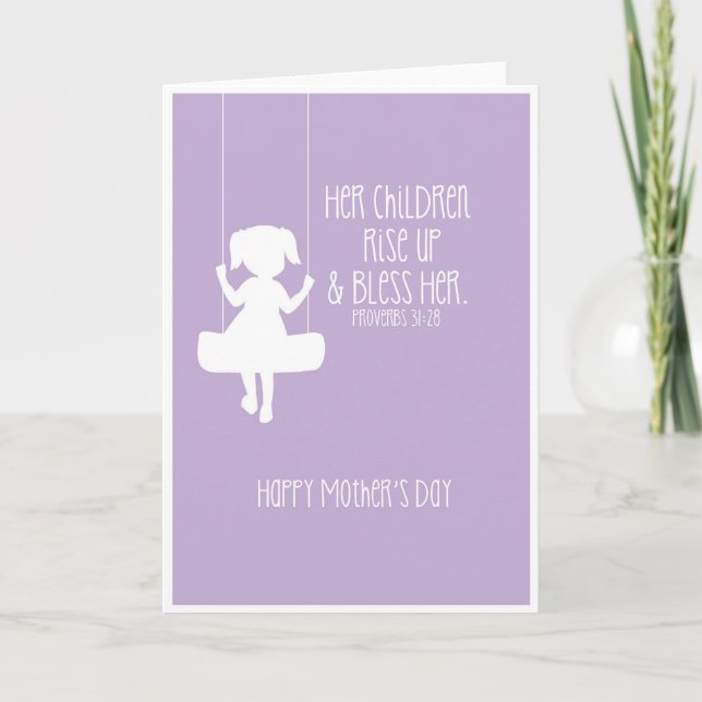 Mother's Day Card Bible Verse Girl Silhouette (Front)