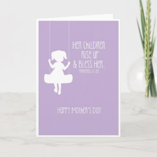 Mother's Day Card Bible Verse Girl Silhouette
