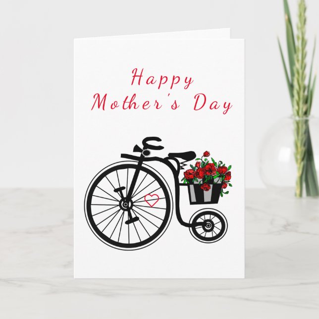 Mother's Day Card Bike with Flowers For Mum (Front)