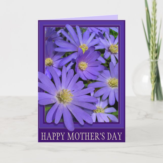 Mother's Day Card Blue Flower Daisy Card (Front)