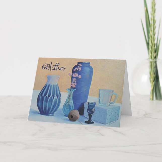 Mothers Day Card Blue Vases (Front)