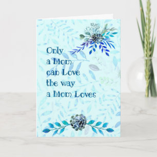 Mother's Day Card Blue with Flowers & Mum's Love