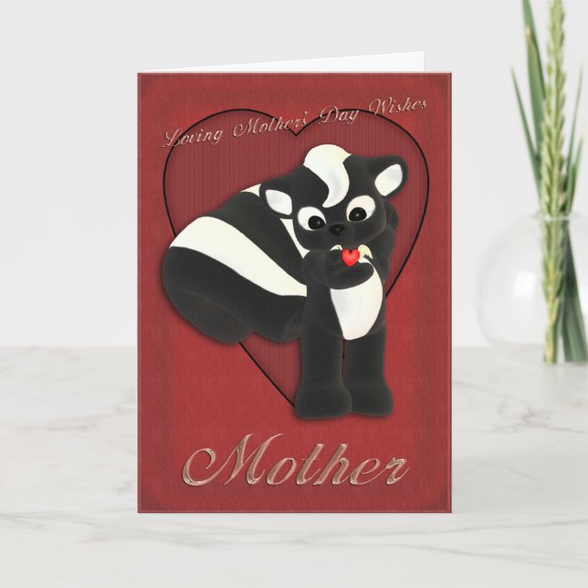 Mother's Day card cute skunk, Mothering Sunday (Front)