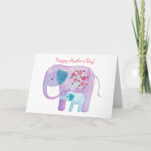 Mother's day Card Elephant Mum Baby Greeting Card