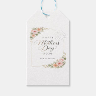 Mother's Day Card — Floral Frame "Happy Mother's D Gift Tags