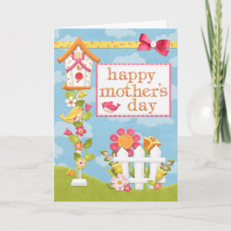 Mothers Day Card Flowers and Birds