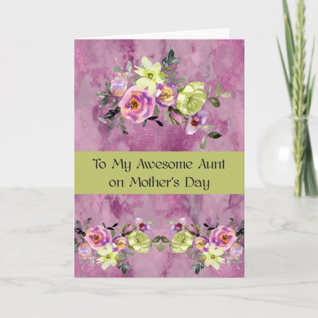Mother's Day Card for Awesome Aunt with Flowers (Front)