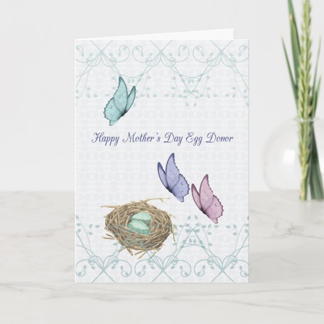 Mother's Day Card for Egg Donor Butterflies & Nest (Front)