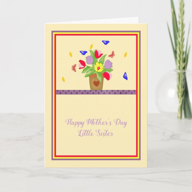 Mother's Day Card for Little Sister, Flower Pot (Front)