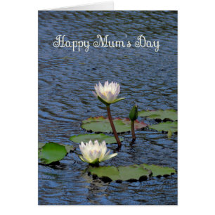Mother's Day Card for Mum, Cream Water Lilies