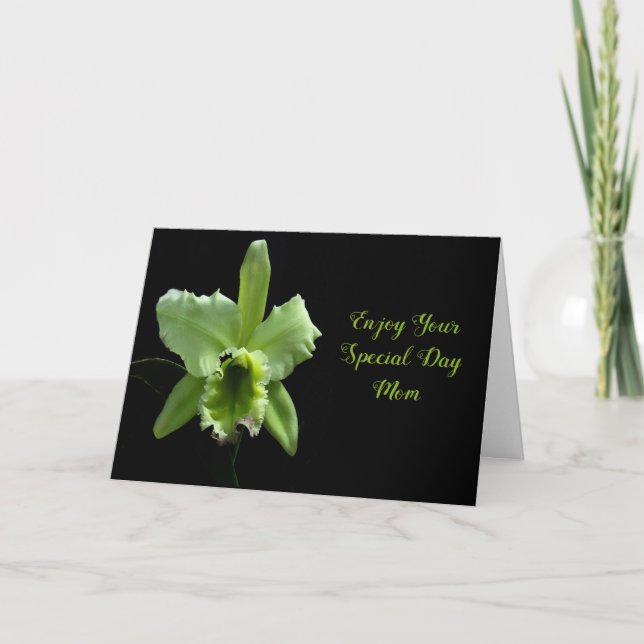 Mother's Day Card for Mum with Green Orchid (Front)